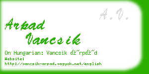 arpad vancsik business card